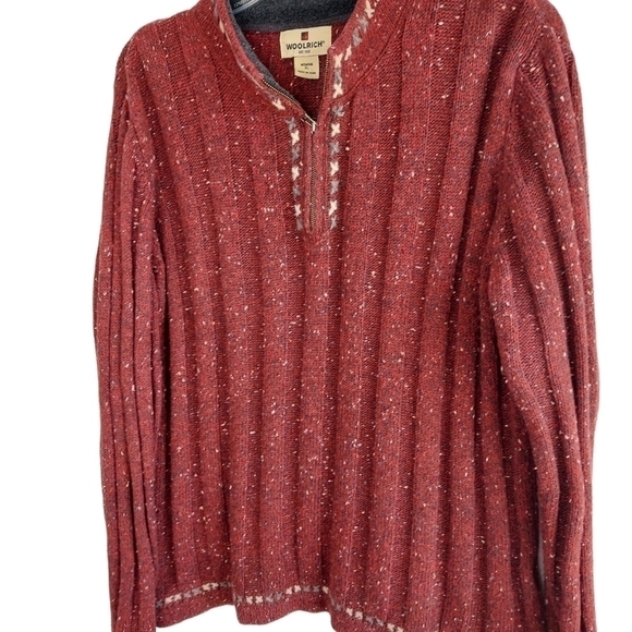 Woolrich Ruby Heather Tweed Wool Blend 1/4 Zip Ribbed Knit Sweater  X-Large XL - Picture 4 of 11